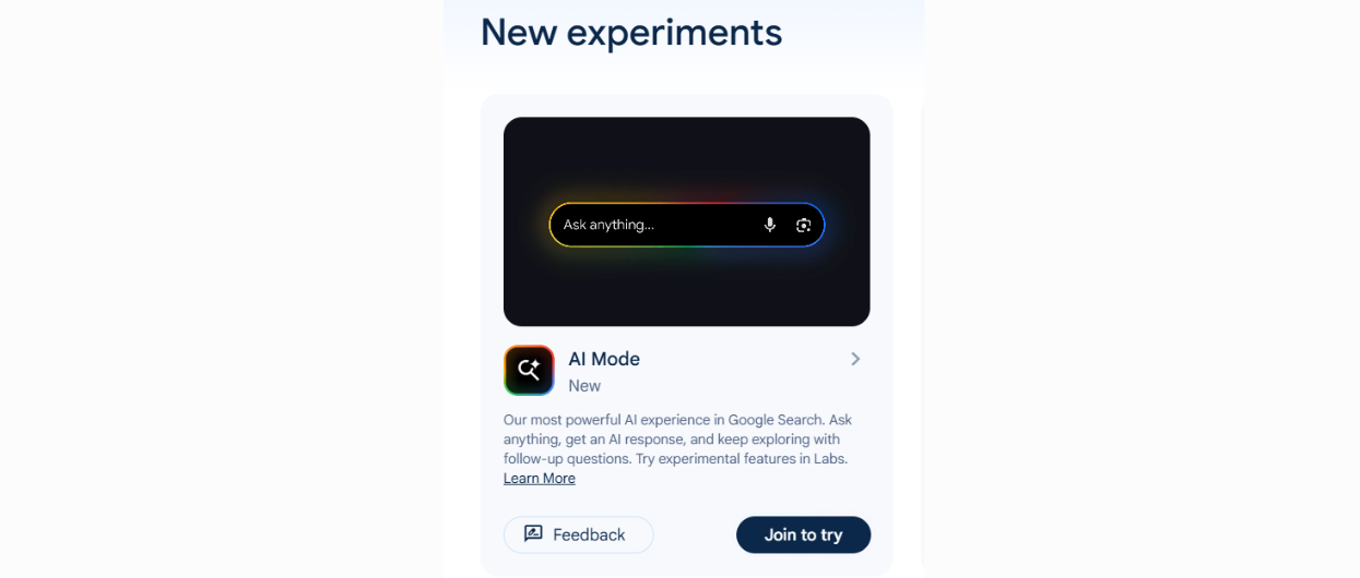 What Is Google AI Mode? How To Enable On Mobile & Desktop? 10 Click on Join to Try button